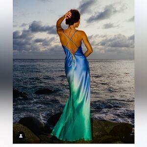 ALEXANDRA TURSI - GREY/GREY & GREEN 100% SILK DRESS